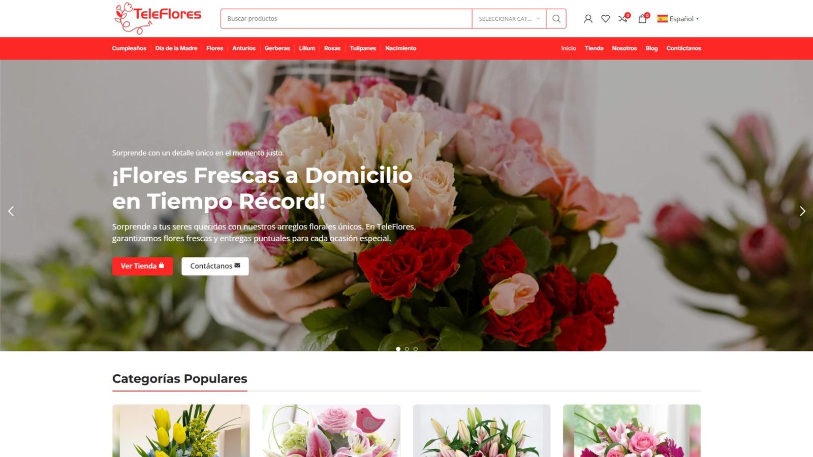 Sitio web de floristería diseñado y desarrollado por Manelux
