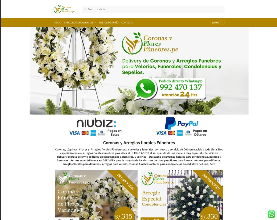 Sitio web original de floristería antes de la intervención de diseño web por Manelux