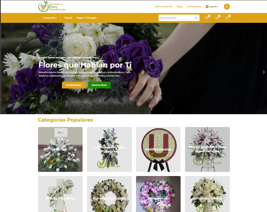 Resultado final del rediseño web de floristería realizado por Manelux